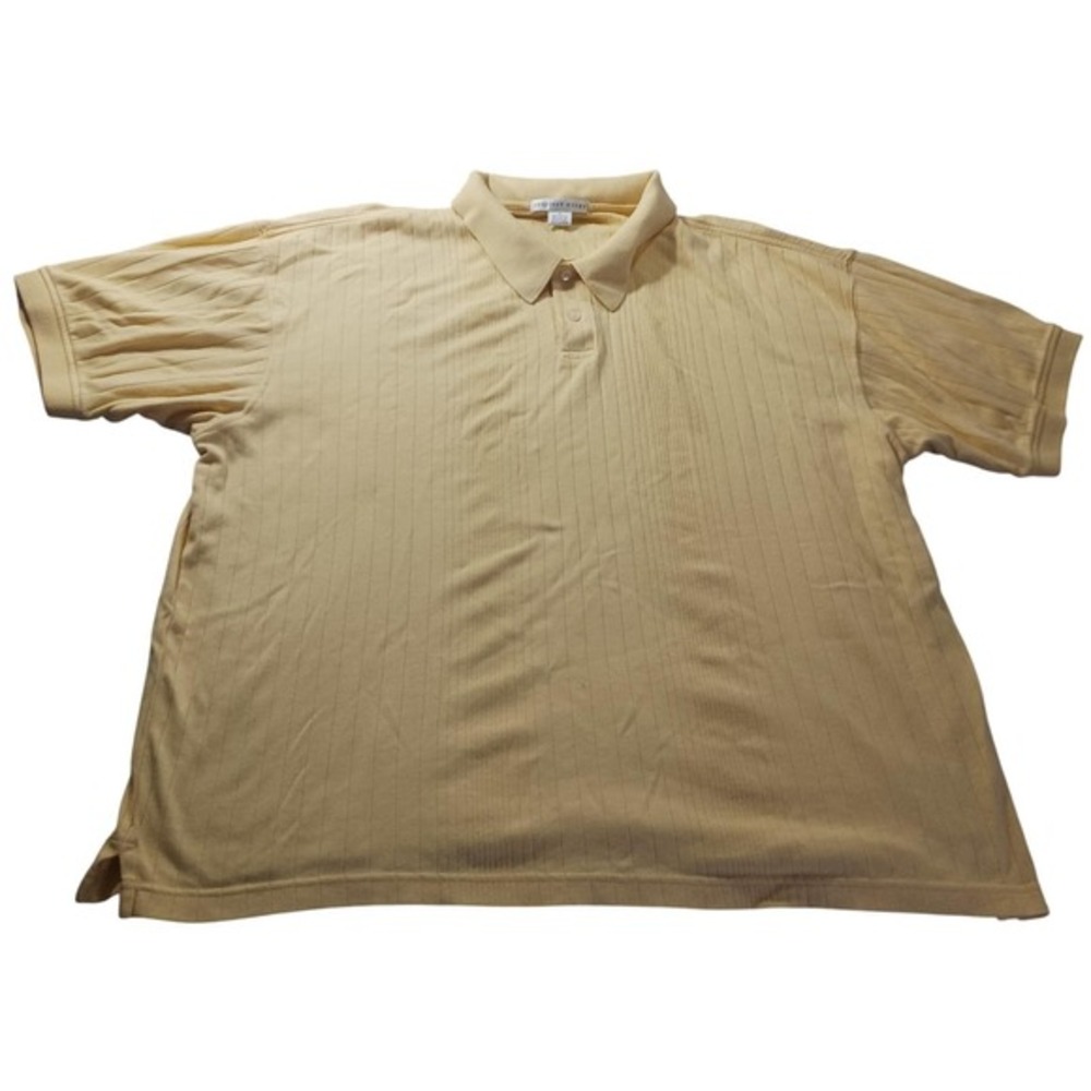 Geoffrey Beene Polo Shirt Mens XL Yellow Ribbed Knit Preppy Old Money Minimalist